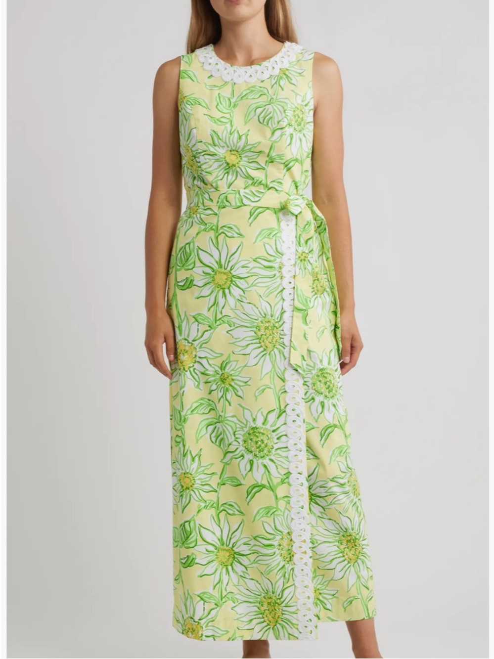 Lilly Pulitzer Fresia Lace Detail Stretch Cotton Maxi Dress 6